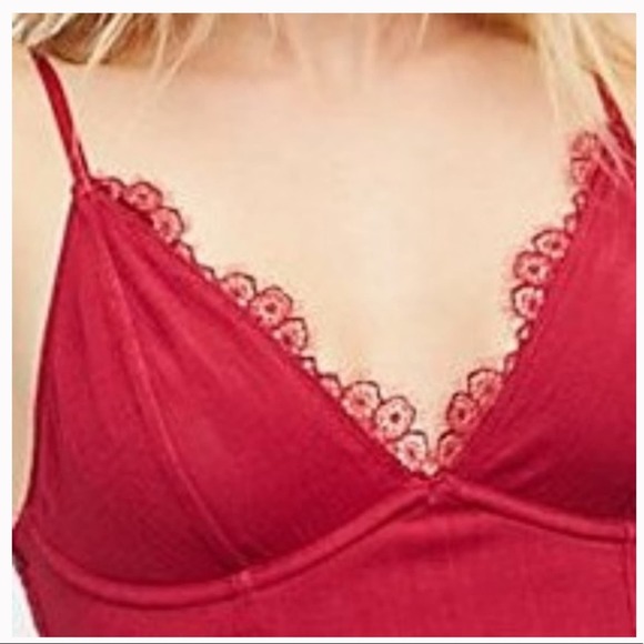 Free people belle Scarlet red lace bra bralette - Picture 10 of 10
